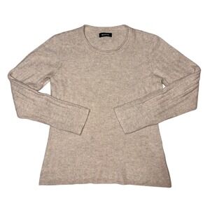 Naadam 100% Cashmere Ribbed Crewneck Sweater Oatmeal Beige Womens Large Neutral